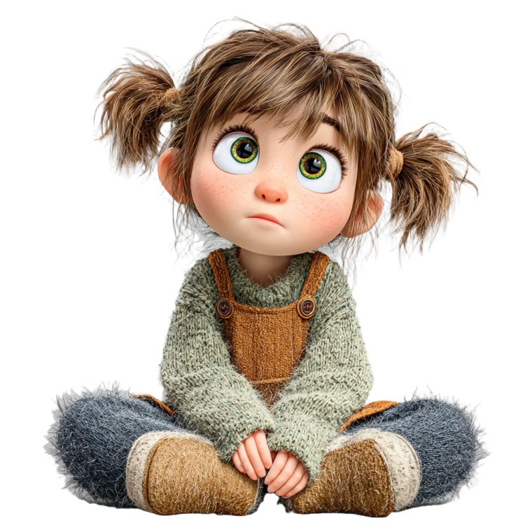 Pixar-Style Girl V18 Vinyl Car Decal Sticker – Waterproof & UV-Resistant 3.4133333333333336"