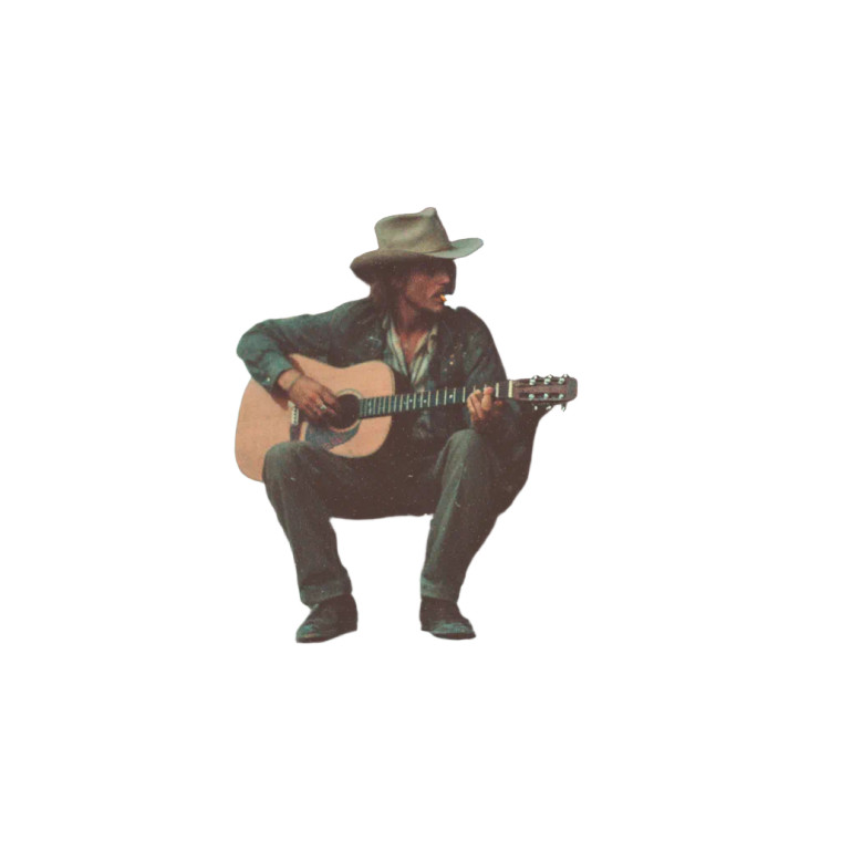 Vintage Cowboy Musician Vinyl Car Decal Sticker – Waterproof & UV-Resistant 3.4133333333333336"