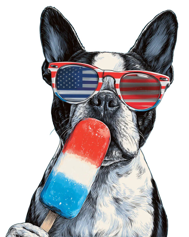Patriotic Boston Terrier Vinyl Car Decal Sticker – Waterproof & UV-Resistant 8.0"