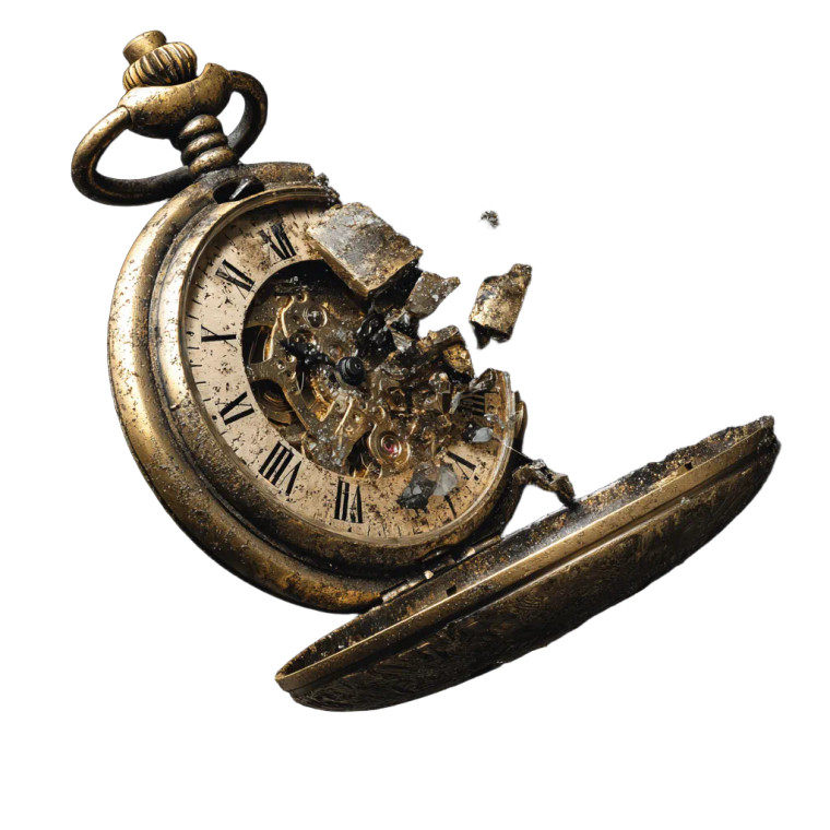 Broken Pocket Watch Vinyl Car Decal Sticker – Waterproof & UV-Resistant 3.4133333333333336"