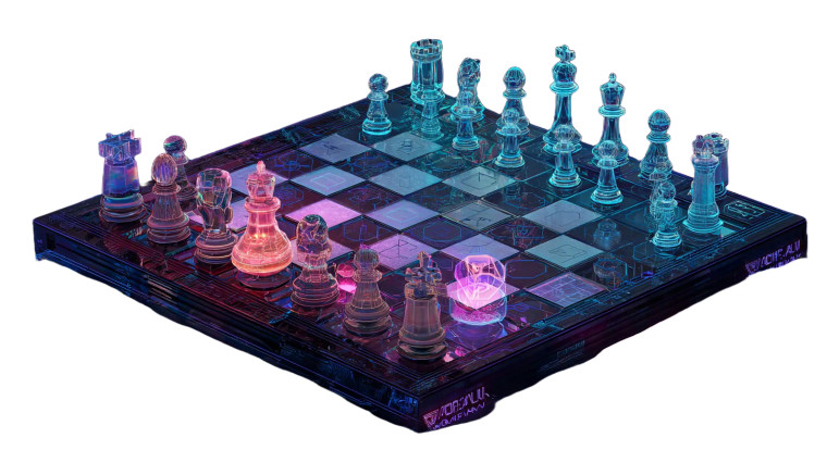 Retro-Futuristic Chessboard Vinyl Car Decal Sticker – Waterproof & UV-Resistant 2.72"