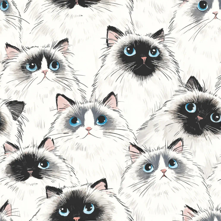 Ragdoll Cats Drawing Vinyl Car Decal Sticker – Waterproof & UV-Resistant 3.4133333333333336"