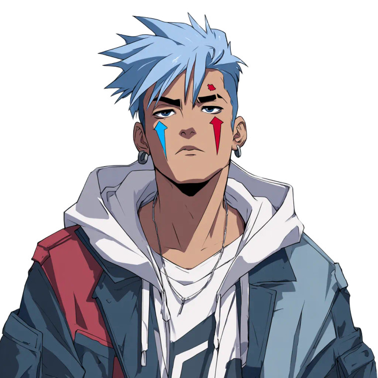 Blue-Haired Manga Character Vinyl Car Decal Sticker – Waterproof & UV-Resistant 6.826666666666667"