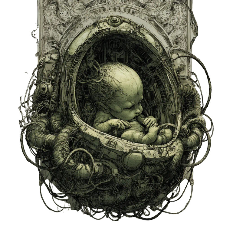 Biomechanical Newborn Art Vinyl Car Decal Sticker – Waterproof & UV-Resistant 6.826666666666667"