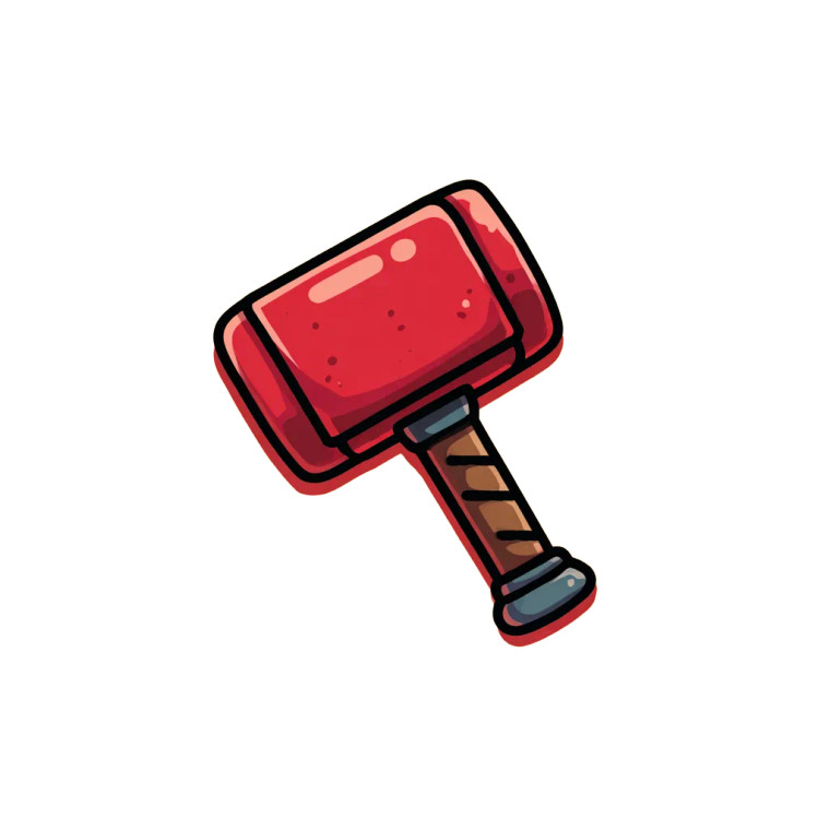 Cartoon Game Hammer Vinyl Car Decal Sticker – Waterproof & UV-Resistant 3.4133333333333336"