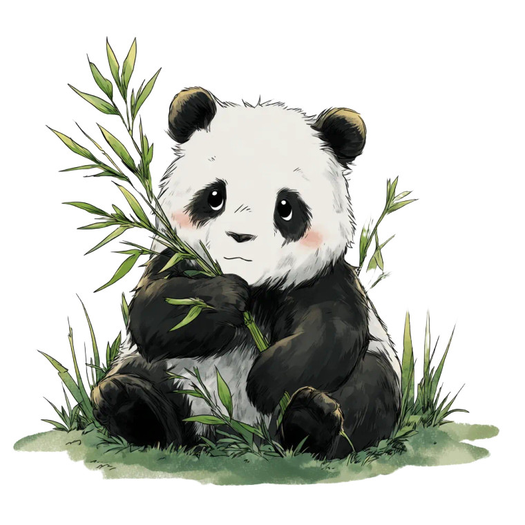 Cartoon Panda Eating V2 Vinyl Car Decal Sticker – Waterproof & UV-Resistant 3.4133333333333336"
