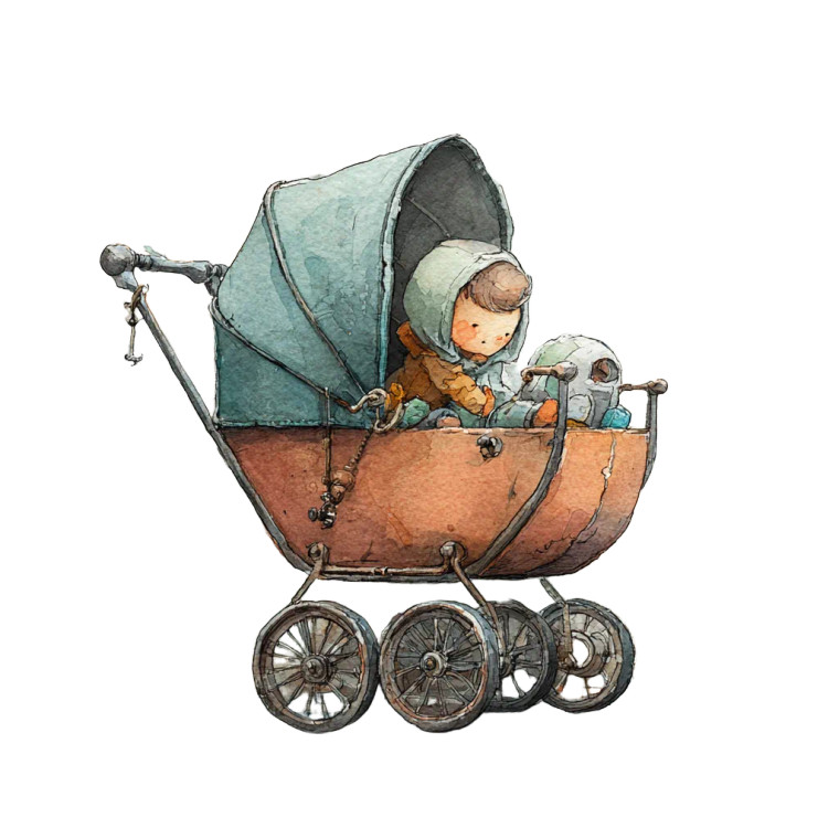 Baby Carriage Illustration Vinyl Car Decal Sticker – Waterproof & UV-Resistant 3.4133333333333336"