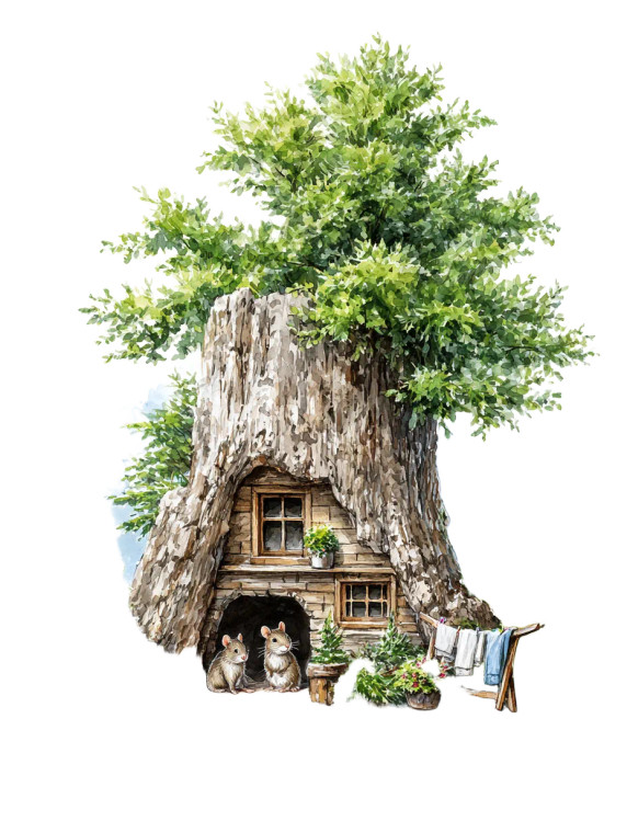 Mouse Tree Home V2 Vinyl Car Decal Sticker – Waterproof & UV-Resistant 8.213333333333333"