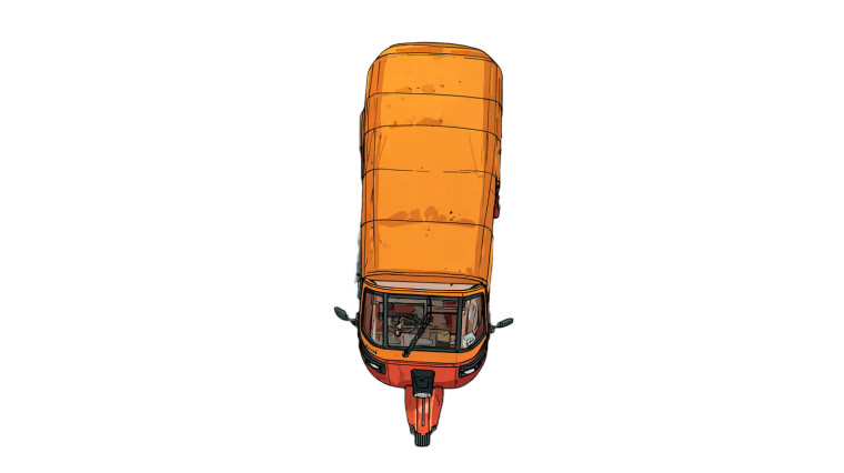 Orange Auto-Rickshaw Vinyl Car Decal Sticker – Waterproof & UV-Resistant 5.4