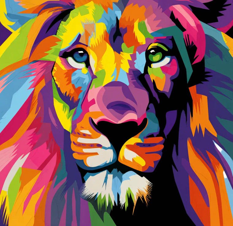 Pop Art Lion Vinyl Car Decal Sticker – Waterproof & UV-Resistant 3.4133333333333336"
