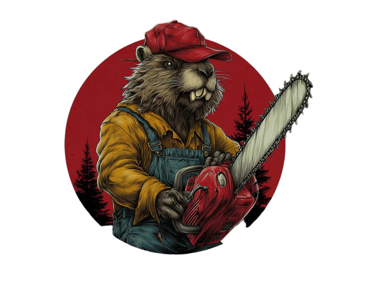 Muscular Beaver Chainsaw Vinyl Car Decal Sticker – Waterproof & UV-Resistant 3.0933333333333333"
