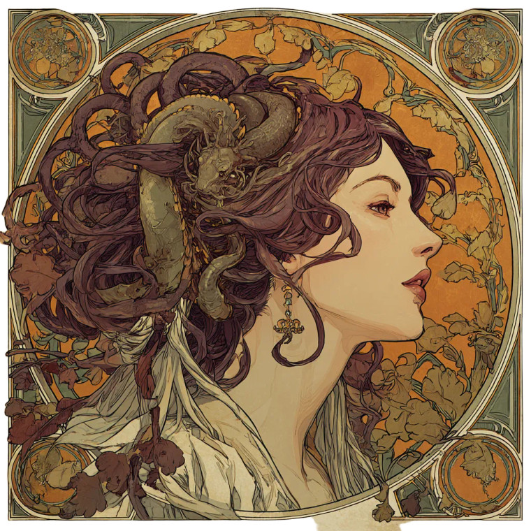 Art Nouveau Medusa Vinyl Car Decal Sticker – Waterproof & UV-Resistant 3.4133333333333336"