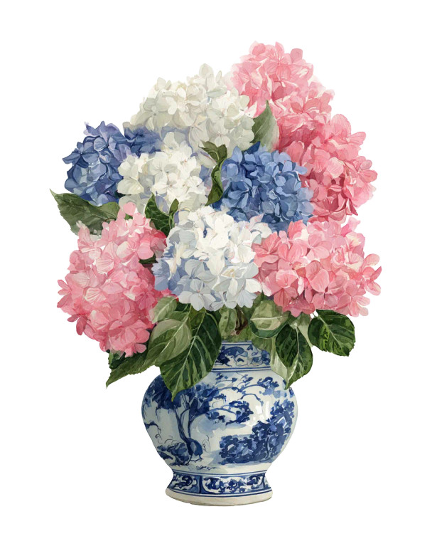 Hydrangea Bouquet Vase Vinyl Car Decal Sticker – Waterproof & UV-Resistant 4.0"