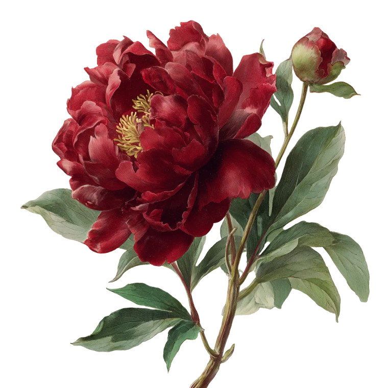 Dark Red Peony Vinyl Car Decal Sticker – Waterproof & UV-Resistant 6.826666666666667"