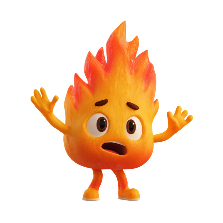 Cute Flame Mascot Vinyl Car Decal Sticker – Waterproof & UV-Resistant 3.4133333333333336"