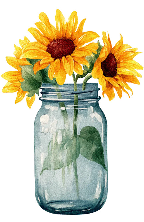 Sunflower Mason Jar V2 Vinyl Car Decal Sticker – Waterproof & UV-Resistant 4.533333333333333"