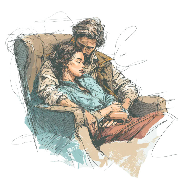 Cozy Cuddle Sketch Vinyl Car Decal Sticker – Waterproof & UV-Resistant 3.4133333333333336"
