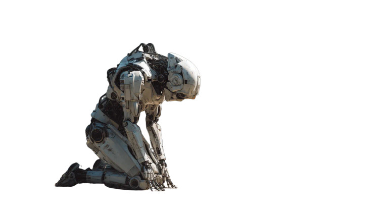 Praying Robot Vinyl Car Decal Sticker – Waterproof & UV-Resistant 5.4