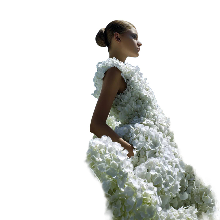Hydrangea Dress Model Vinyl Car Decal Sticker – Waterproof & UV-Resistant 3.4133333333333336"