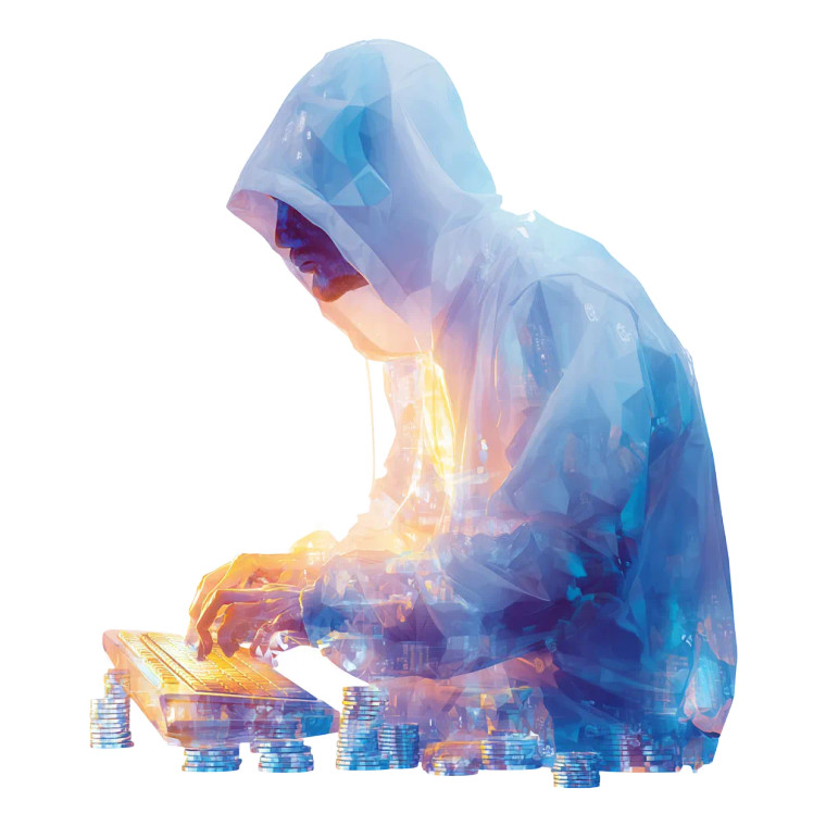 Hooded Crypto Trader Vinyl Car Decal Sticker – Waterproof & UV-Resistant 3.4133333333333336"