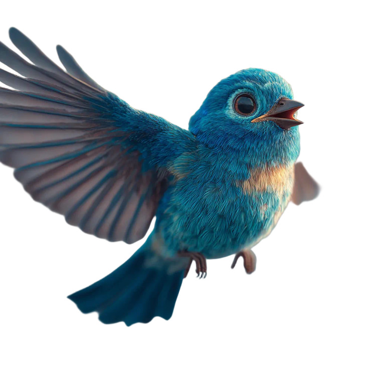 Blue Smiling Bird Vinyl Car Decal Sticker – Waterproof & UV-Resistant 3.4133333333333336"