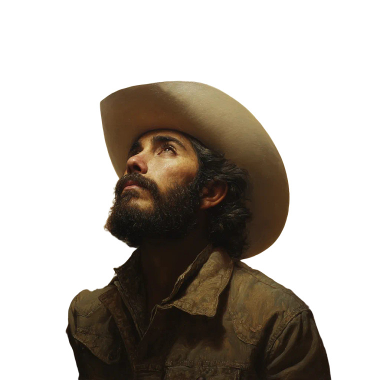 Divine Cowboy Portrait Vinyl Car Decal Sticker – Waterproof & UV-Resistant 6.826666666666667"