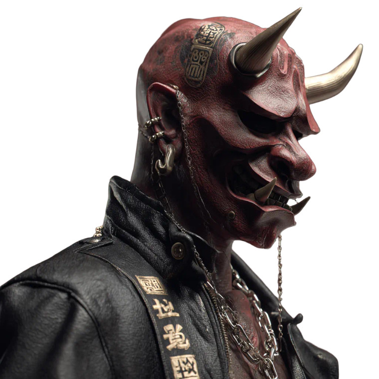 Devil In Oni Mask Vinyl Car Decal Sticker – Waterproof & UV-Resistant 3.4133333333333336"