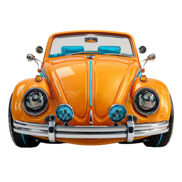 Orange Vw Beetle Vinyl Car Decal Sticker – Waterproof & UV-Resistant 6.826666666666667"