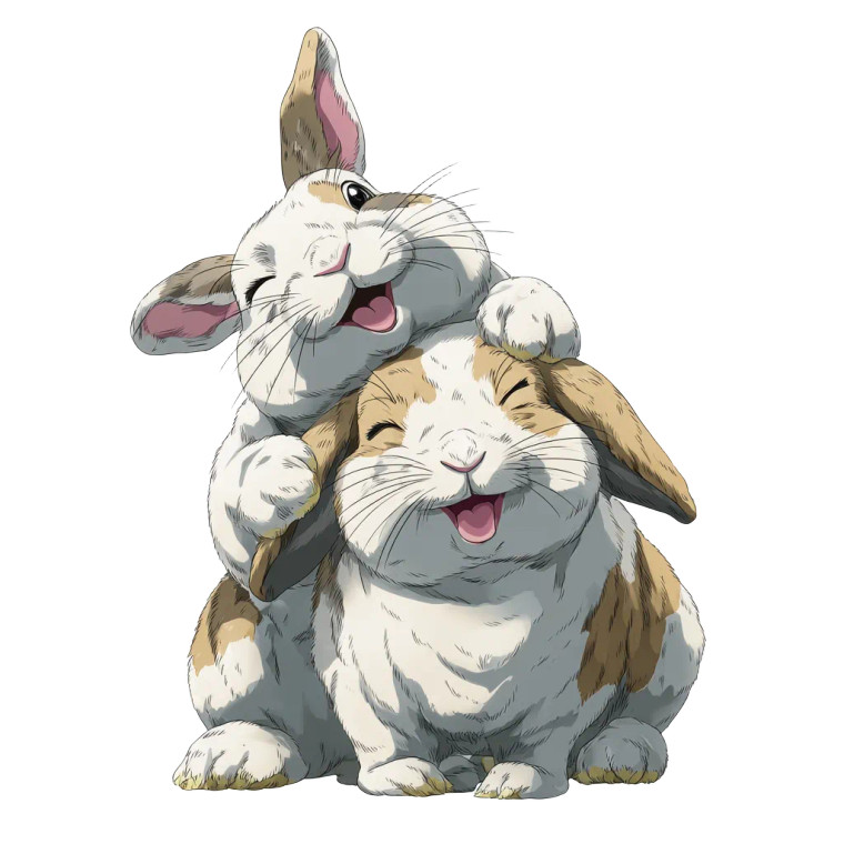 Winking Rabbit Duo Vinyl Car Decal Sticker – Waterproof & UV-Resistant 3.4133333333333336"