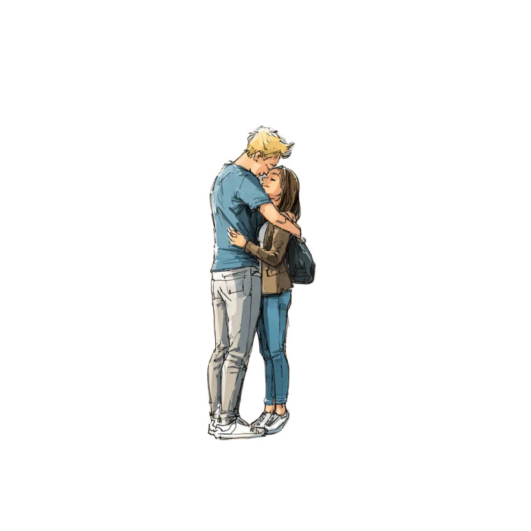 Couple Hugging Cartoon Vinyl Car Decal Sticker – Waterproof & UV-Resistant 6.826666666666667"