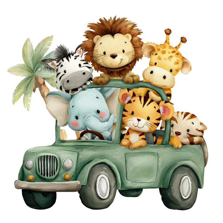 Baby Jungle Safari Vinyl Car Decal Sticker – Waterproof & UV-Resistant 3.4133333333333336"