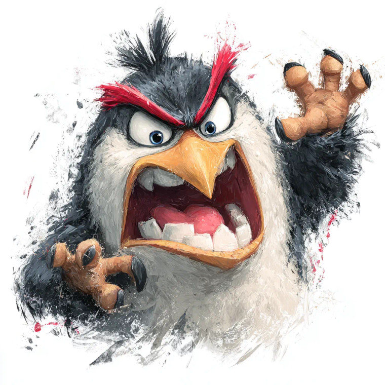 Angry Cartoon Penguin Vinyl Car Decal Sticker – Waterproof & UV-Resistant 3.4133333333333336"