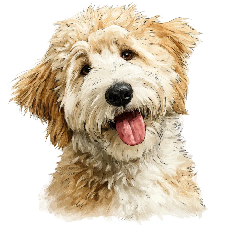 Happy Goldendoodle V2 Vinyl Car Decal Sticker – Waterproof & UV-Resistant 3.4133333333333336"