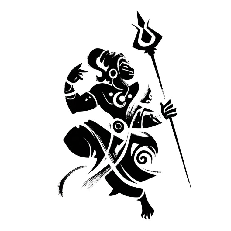 Tribal Hanuman Drawing Vinyl Car Decal Sticker – Waterproof & UV-Resistant 3.4133333333333336"