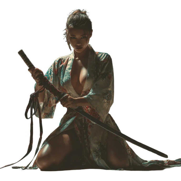 Samurai In Kimono V4 Vinyl Car Decal Sticker – Waterproof & UV-Resistant 3.4133333333333336"