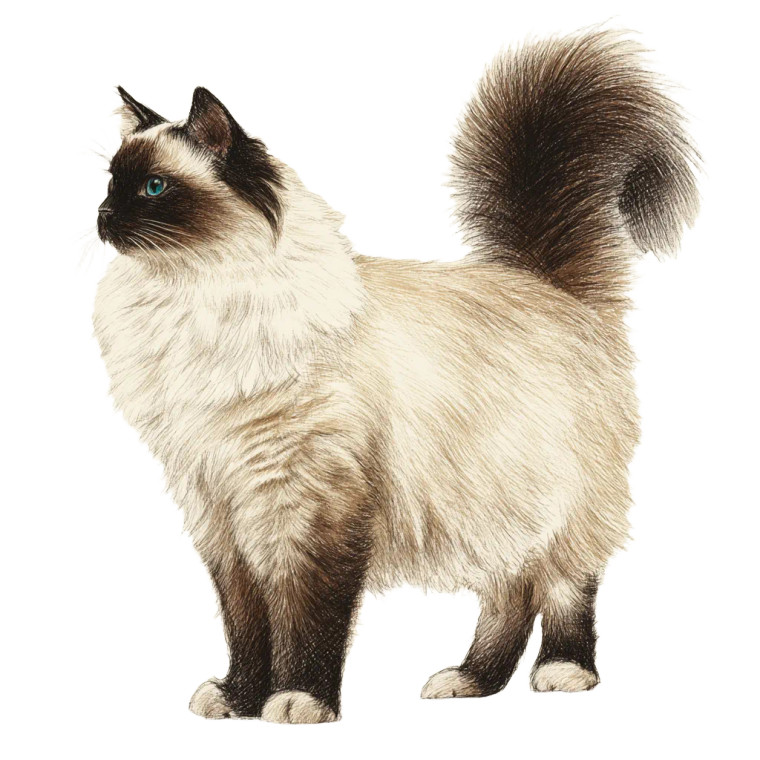 Ragdoll Cat Drawing Vinyl Car Decal Sticker – Waterproof & UV-Resistant 3.4133333333333336"