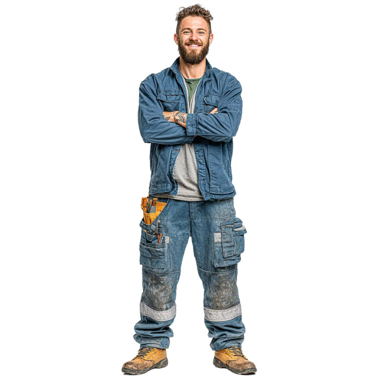 Smiling Worker Model Vinyl Car Decal Sticker – Waterproof & UV-Resistant 3.4133333333333336"