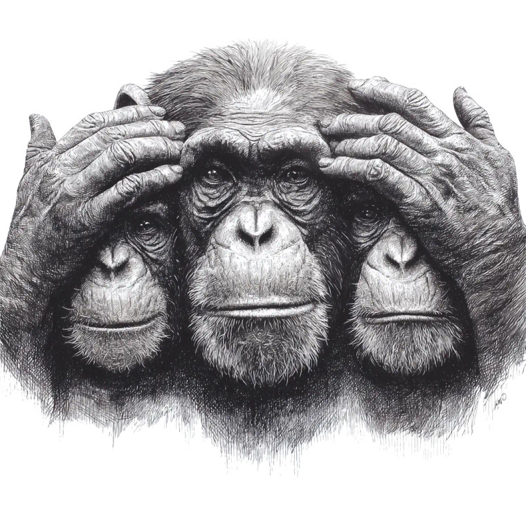 Three Wise Monkeys V3 Vinyl Car Decal Sticker – Waterproof & UV-Resistant 3.4133333333333336"