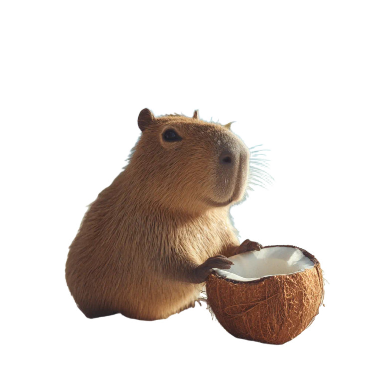 Capybara With Coconut Vinyl Car Decal Sticker – Waterproof & UV-Resistant 3.4133333333333336"