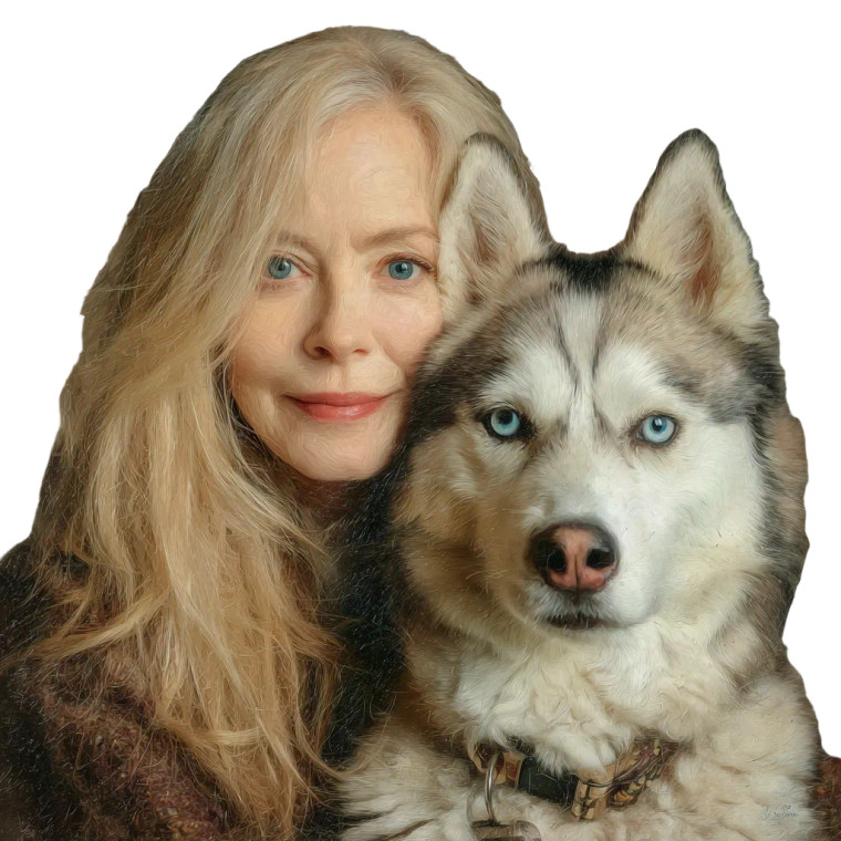 Blonde With Husky Vinyl Car Decal Sticker – Waterproof & UV-Resistant 6.826666666666667"