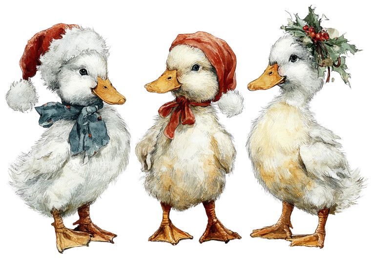 Christmas Ducks Clipart Vinyl Car Decal Sticker – Waterproof & UV-Resistant 3.0933333333333333"