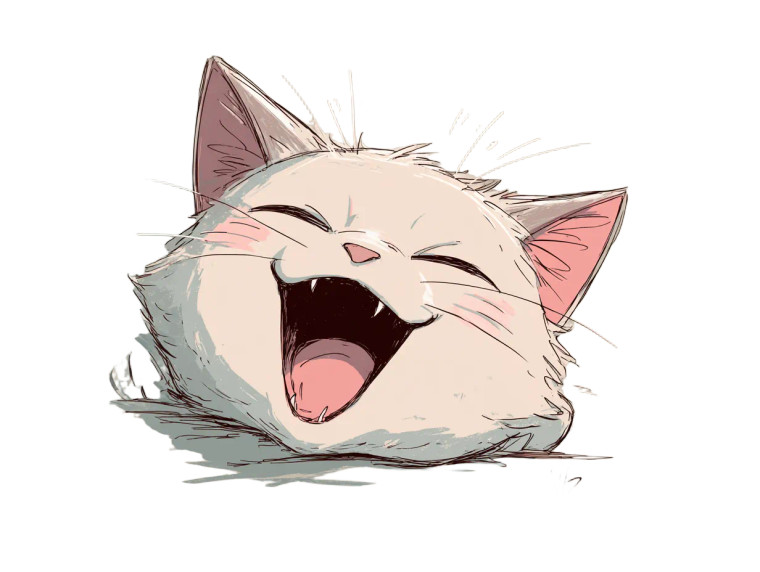 Kawaii Cat Yawn Vinyl Car Decal Sticker – Waterproof & UV-Resistant 3.0933333333333333"