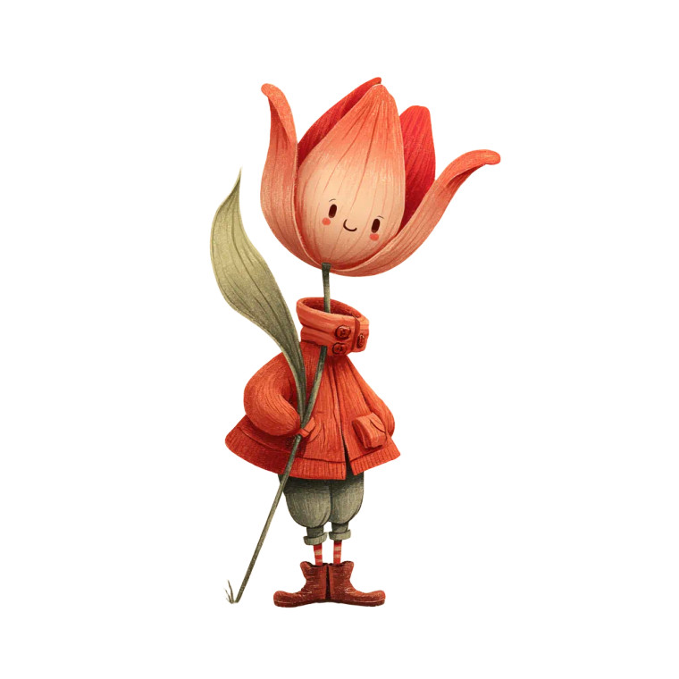 Cute Tulip Character Vinyl Car Decal Sticker – Waterproof & UV-Resistant 3.4133333333333336"