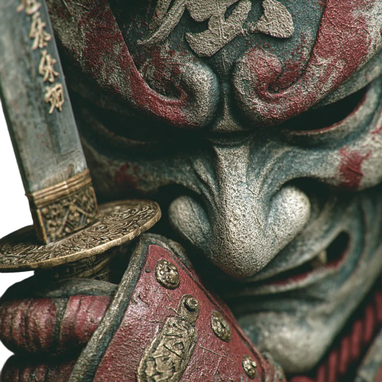 Evil Samurai Mask V4 Vinyl Car Decal Sticker – Waterproof & UV-Resistant 3.4133333333333336"