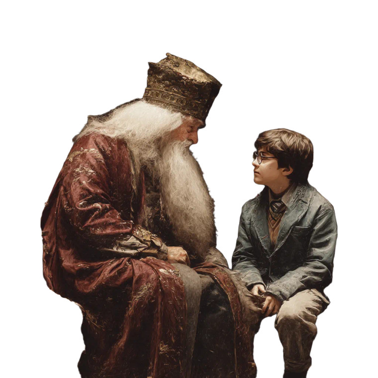 Dumbledore And Harry Vinyl Car Decal Sticker – Waterproof & UV-Resistant 3.4133333333333336"