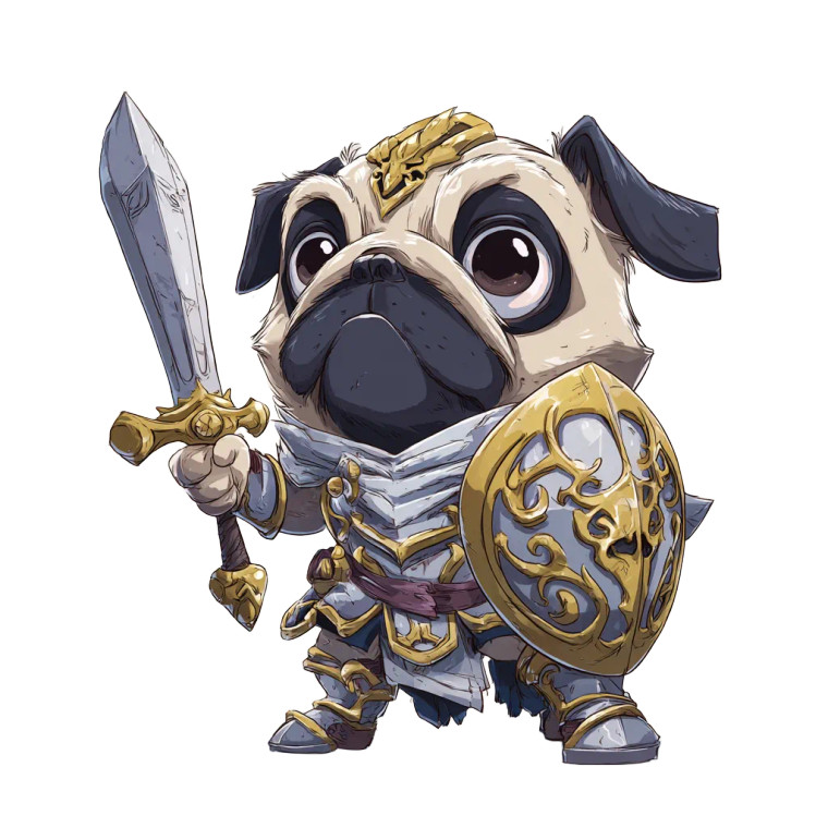 Pug Paladin Vinyl Car Decal Sticker – Waterproof & UV-Resistant 3.4133333333333336"