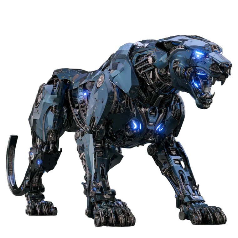 Metallic Robot Panther Vinyl Car Decal Sticker – Waterproof & UV-Resistant 3.4133333333333336"