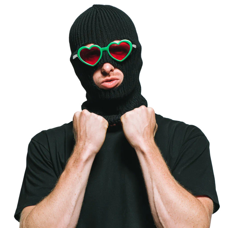 Quirky Balaclava Guy Vinyl Car Decal Sticker – Waterproof & UV-Resistant 3.4133333333333336"
