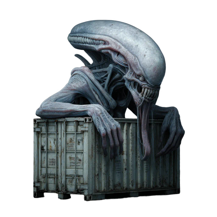 Alien Container Monster Vinyl Car Decal Sticker – Waterproof & UV-Resistant 3.4133333333333336"