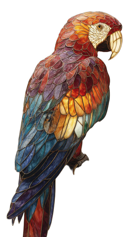 Stained Glass Parrot Vinyl Car Decal Sticker – Waterproof & UV-Resistant 9.706666666666667"